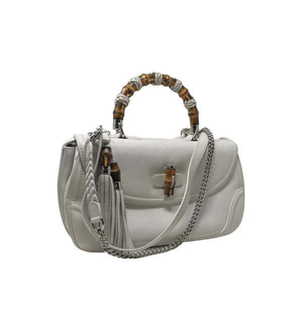 Borsa Gucci New Bamboo in pelle bianca