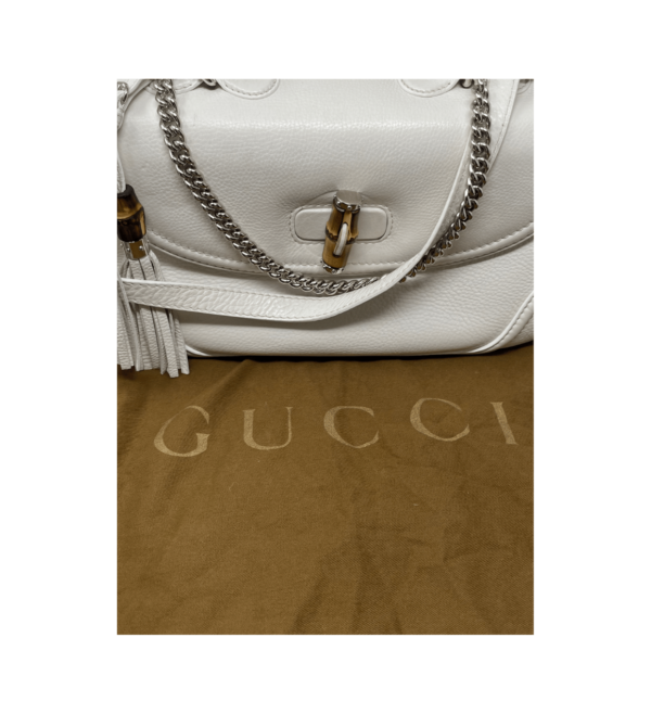 Borsa Gucci New Bamboo in pelle bianca