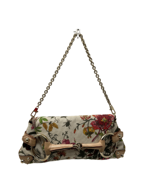 Borsa a spalla Gucci Flora Horsebit