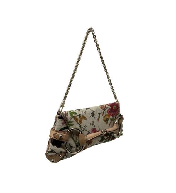 Borsa a spalla Gucci Flora Horsebit