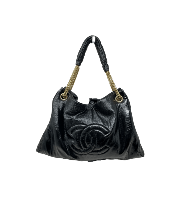 Borsa Chanel in pelle verniciata nera